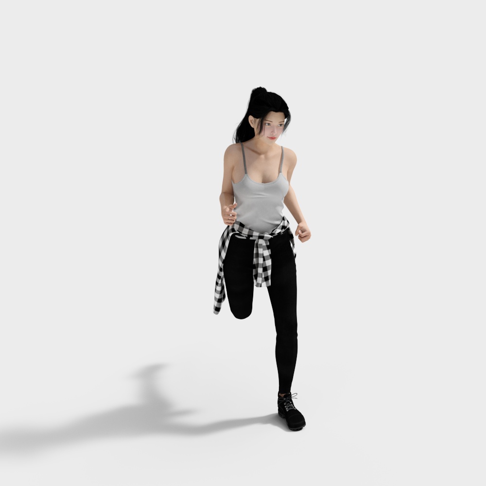 跑步高马尾女人3D模型