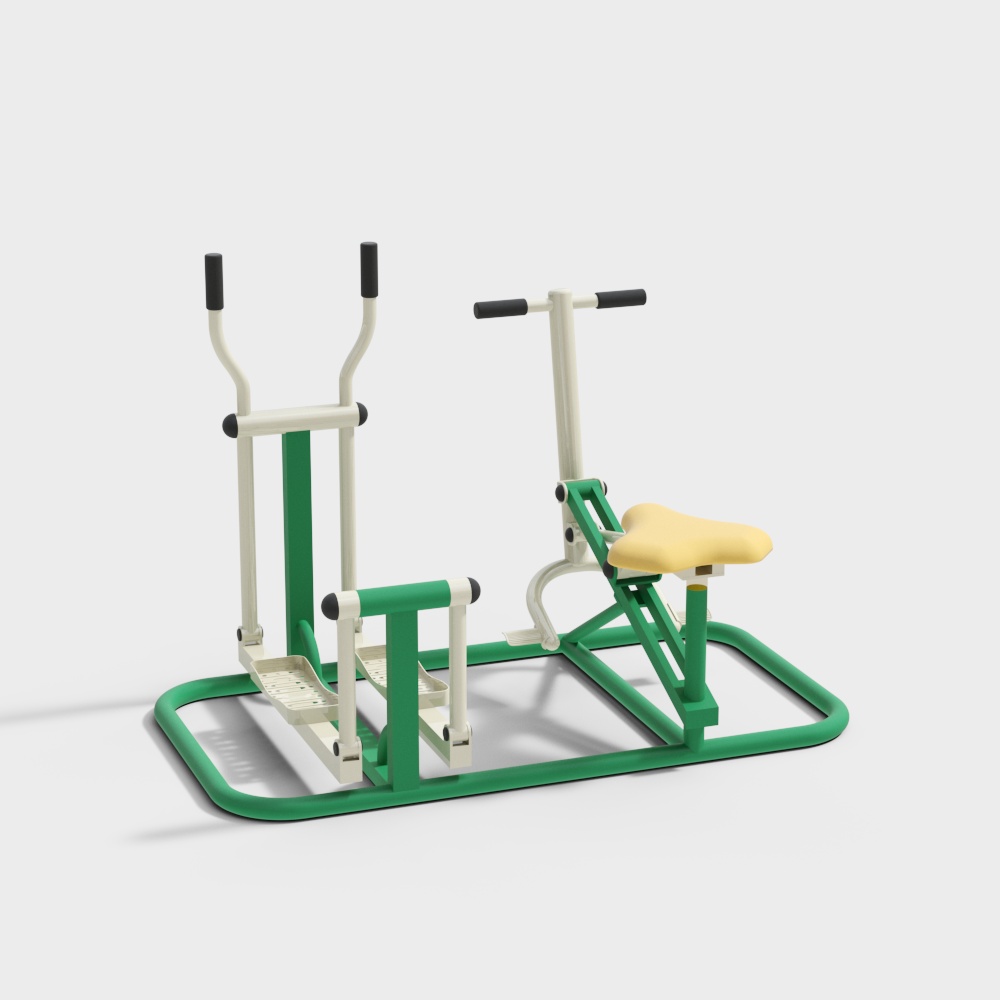 户外健身器材漫步机健骑器组合3D模型