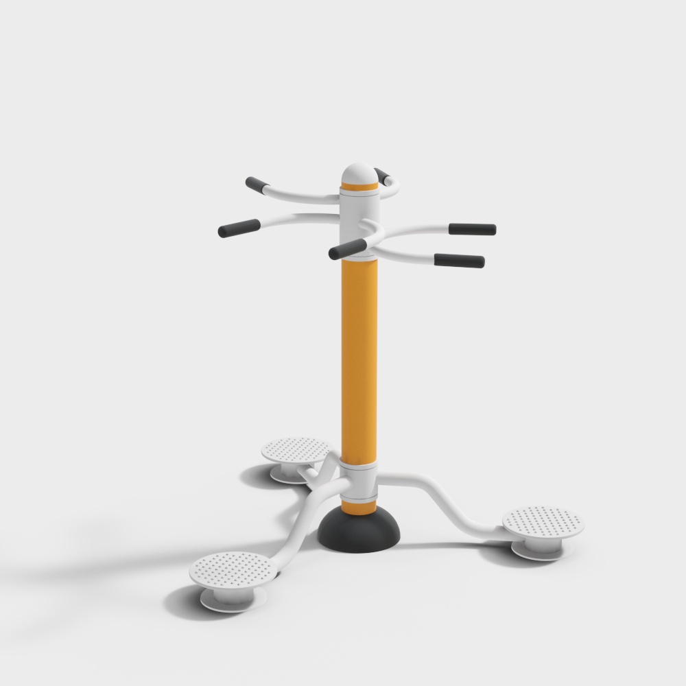 户外健身器材三人扭腰器3D模型