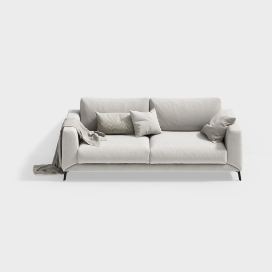 Southeast Asia Double Sofa 3D Model in Gray