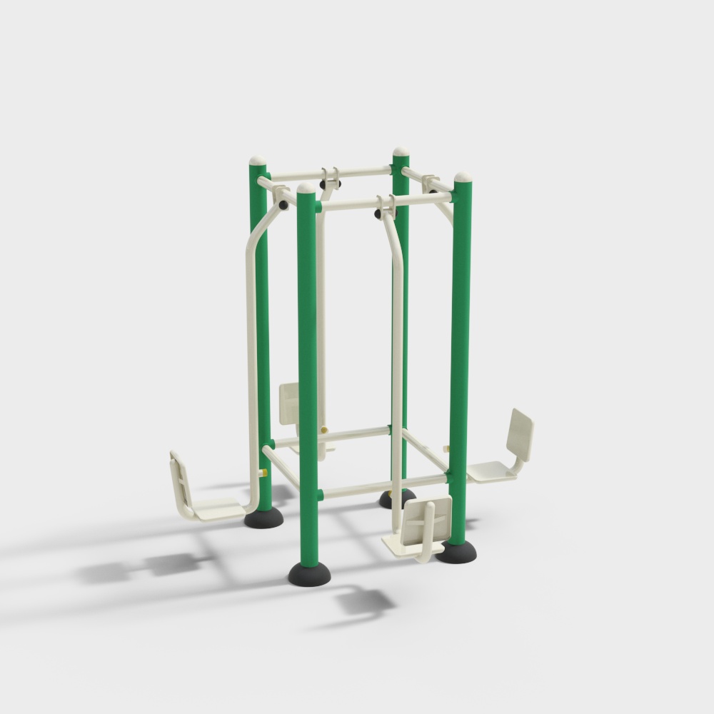 户外健身器材四人蹬腿器3D模型