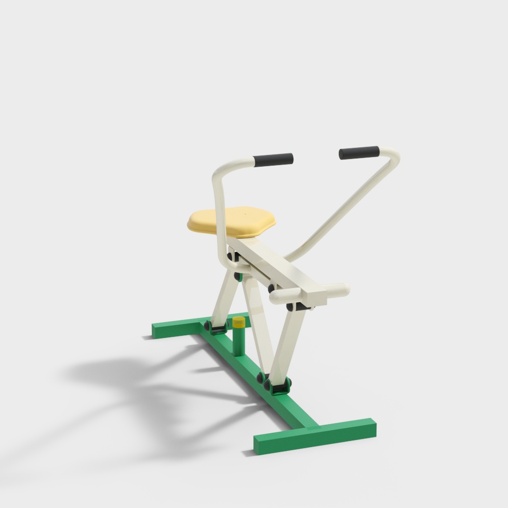 户外健身器材单人划船器3D模型