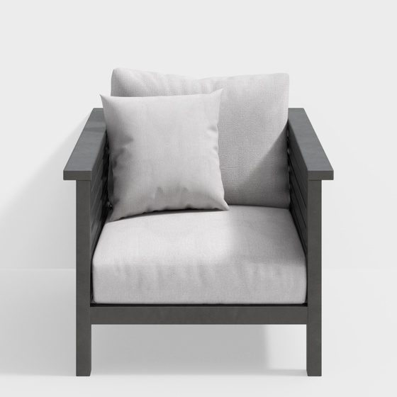 Southeast Asian linen gray single sofa