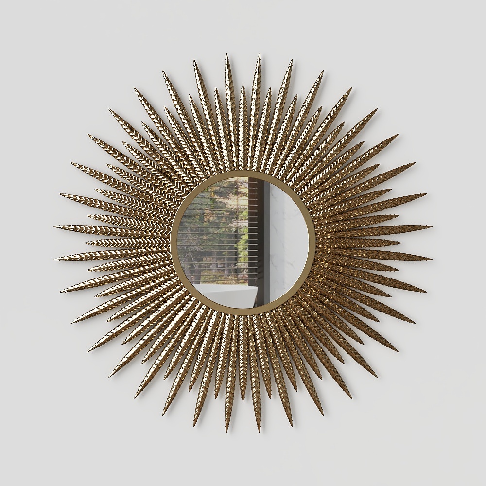 Espejo de pared de metal grande, lujoso y creativo, dorado, de 857 mm, para decoración de sala de estar