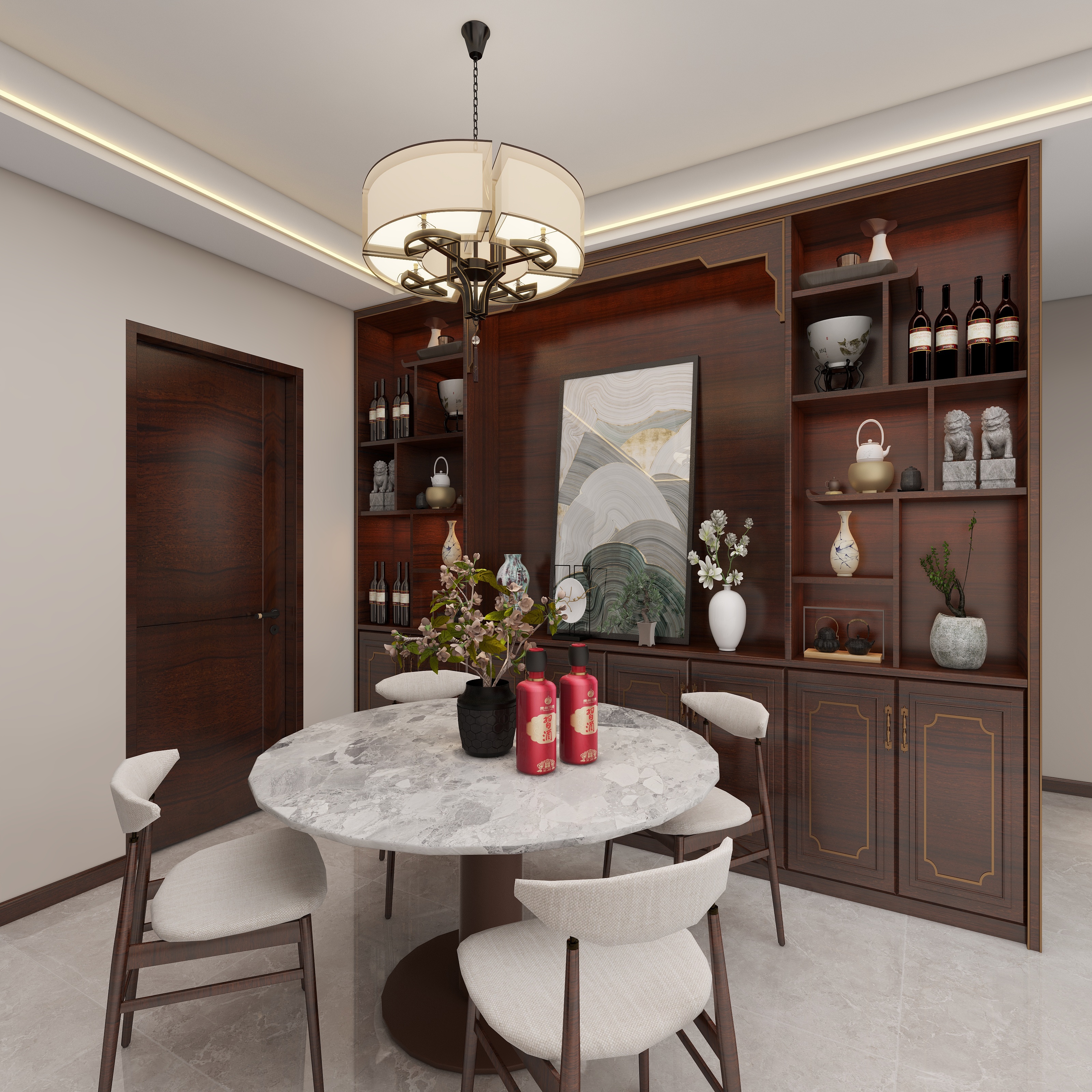 YTAcy-万家雅苑105平简约新中式装修效果图