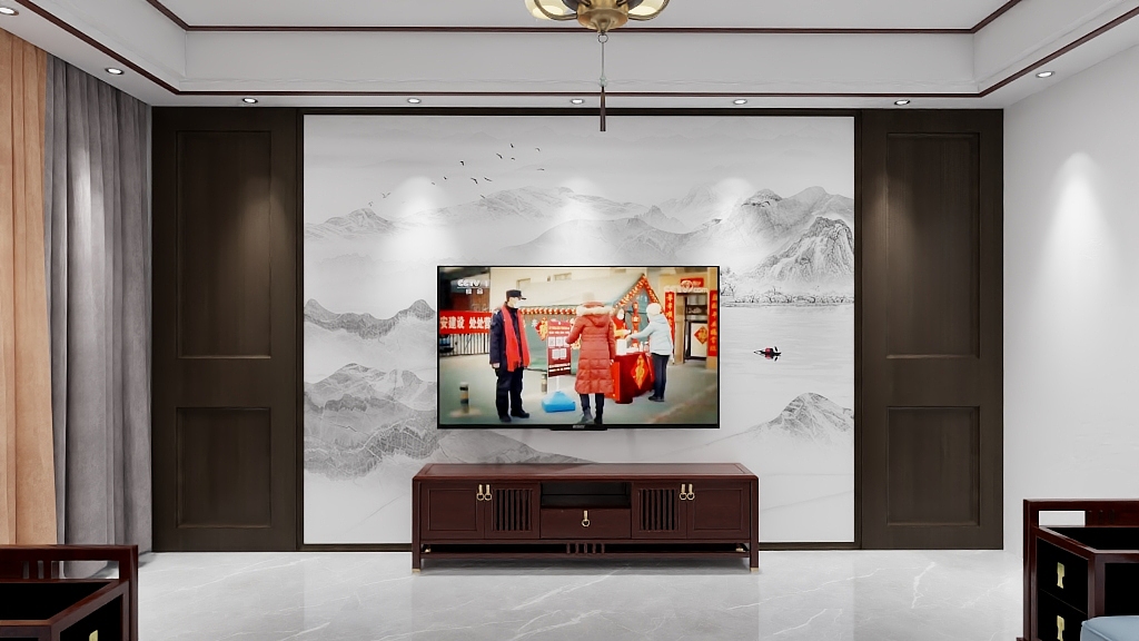 独自守候兵王-新中式客厅效果-装修设计方案