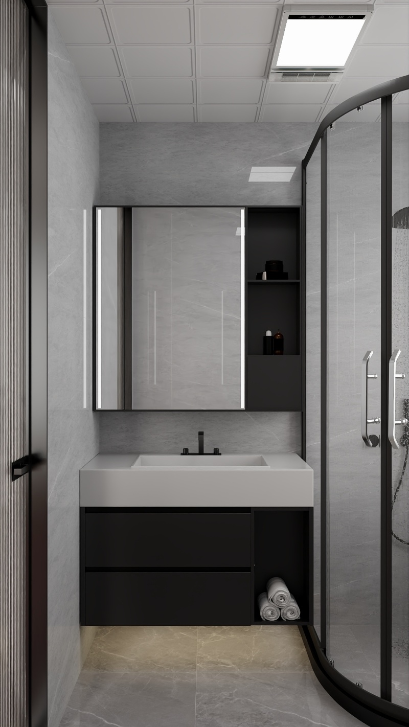 Modern Gray & Black Bathroom Design