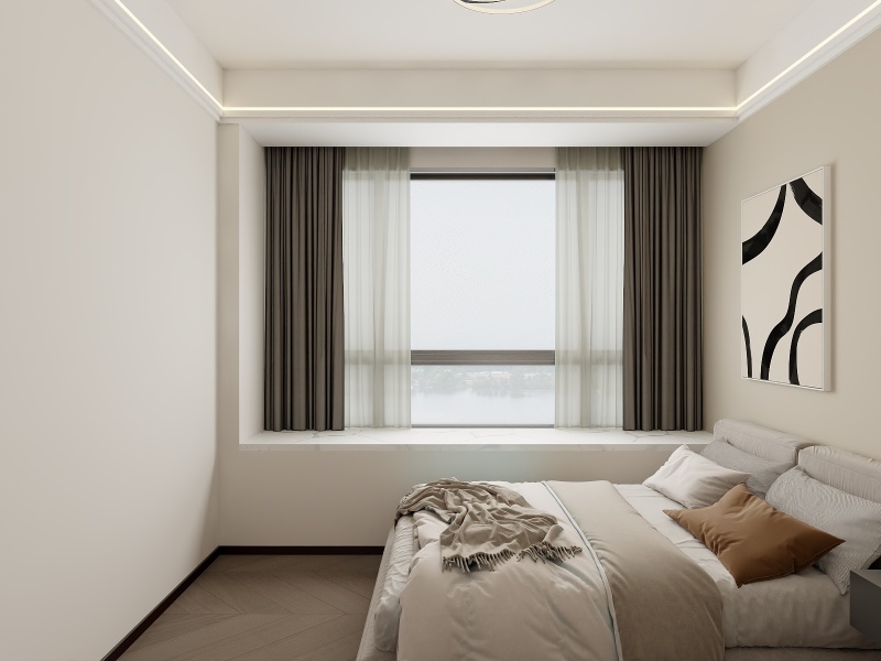 Contemporary Gray Beige Bedroom Design Ideas