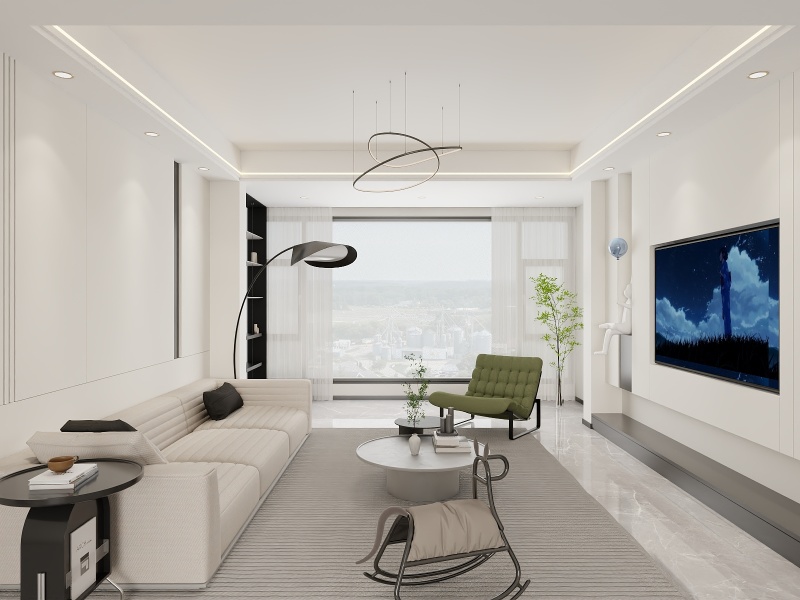 Contemporary White-Gray Living Space