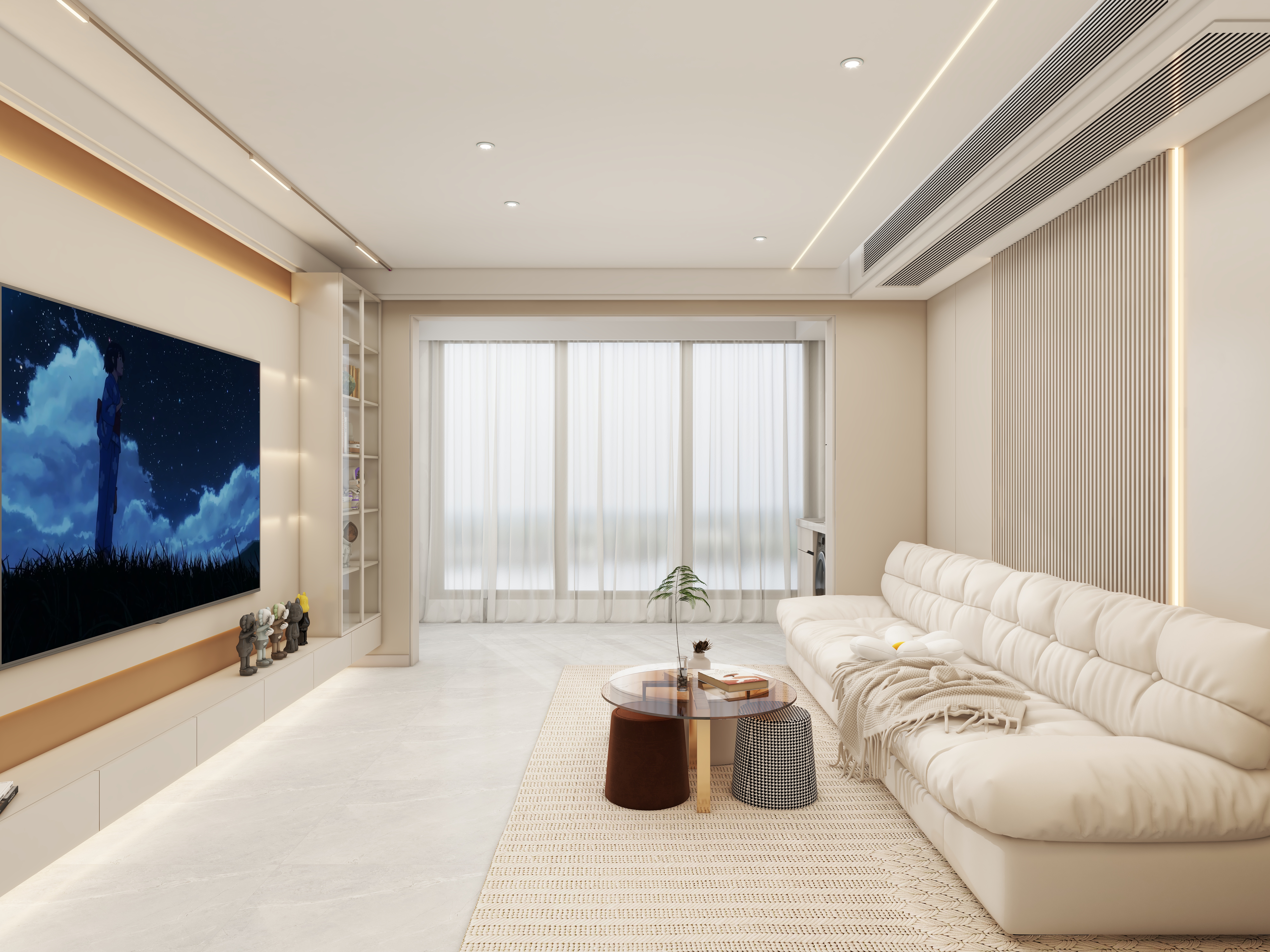 壹诺设计工作室-114㎡3室-奶油风装修效果图