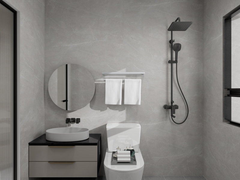 Modern Minimalist Bathroom with Gray Tone