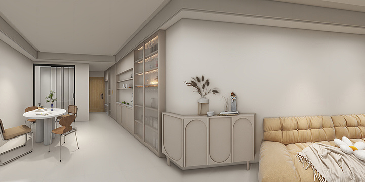 轩晖装饰-时光道二期-奶油风-装修设计方案