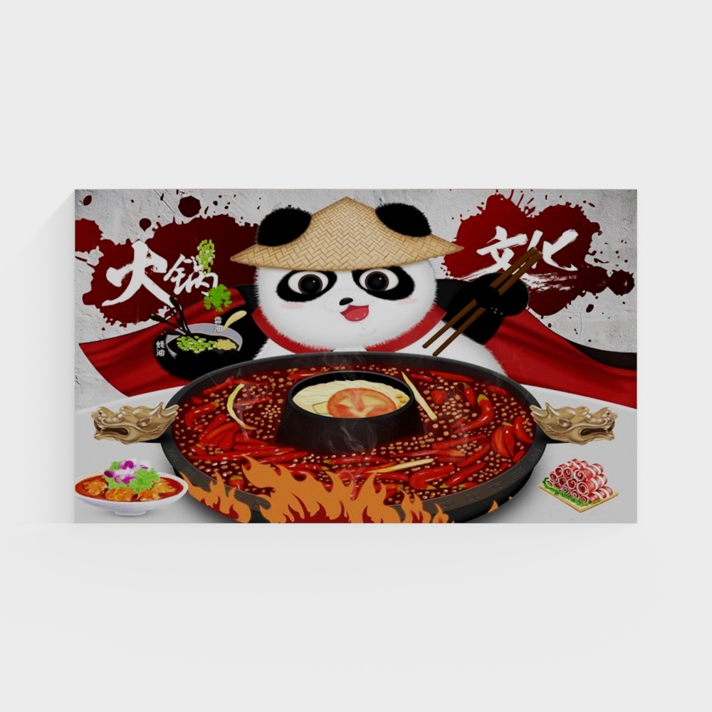 艾尔兰壁画墙布－工装门店面墙贴宣传广告海报餐饮美食饭店小吃特色背景墙画火锅文化火锅元素