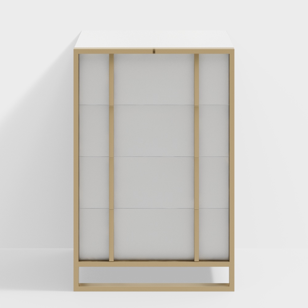 Rimh Commode moderne en bois blanc et doré à 4 tiroirs avec pieds en acier inoxydable