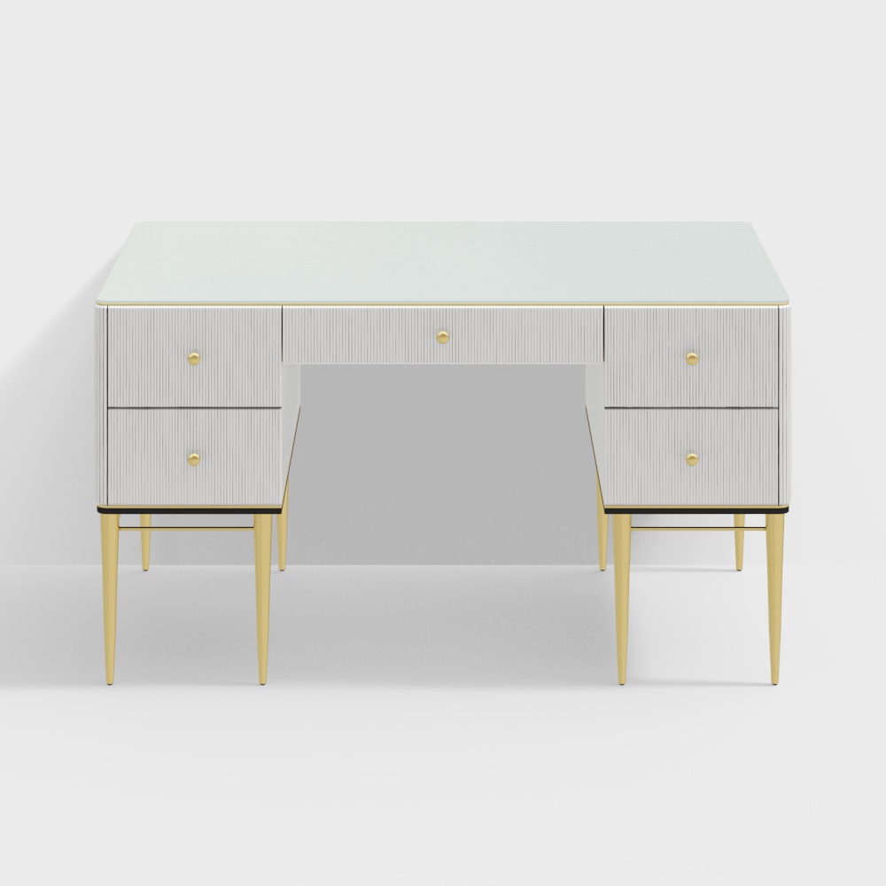 Bline Modern Executive Desk with Drawers in White