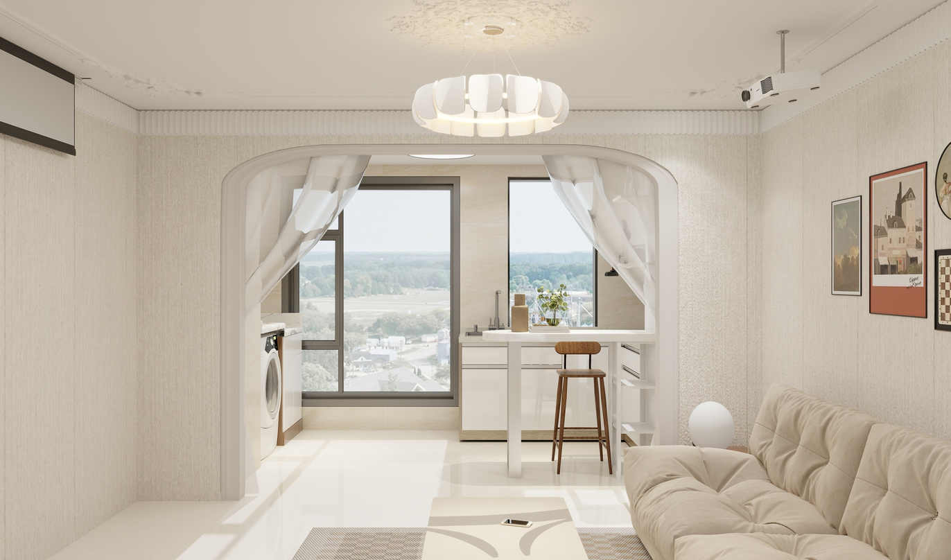 艺雅丽-40平奶油风公寓loft装修效果图