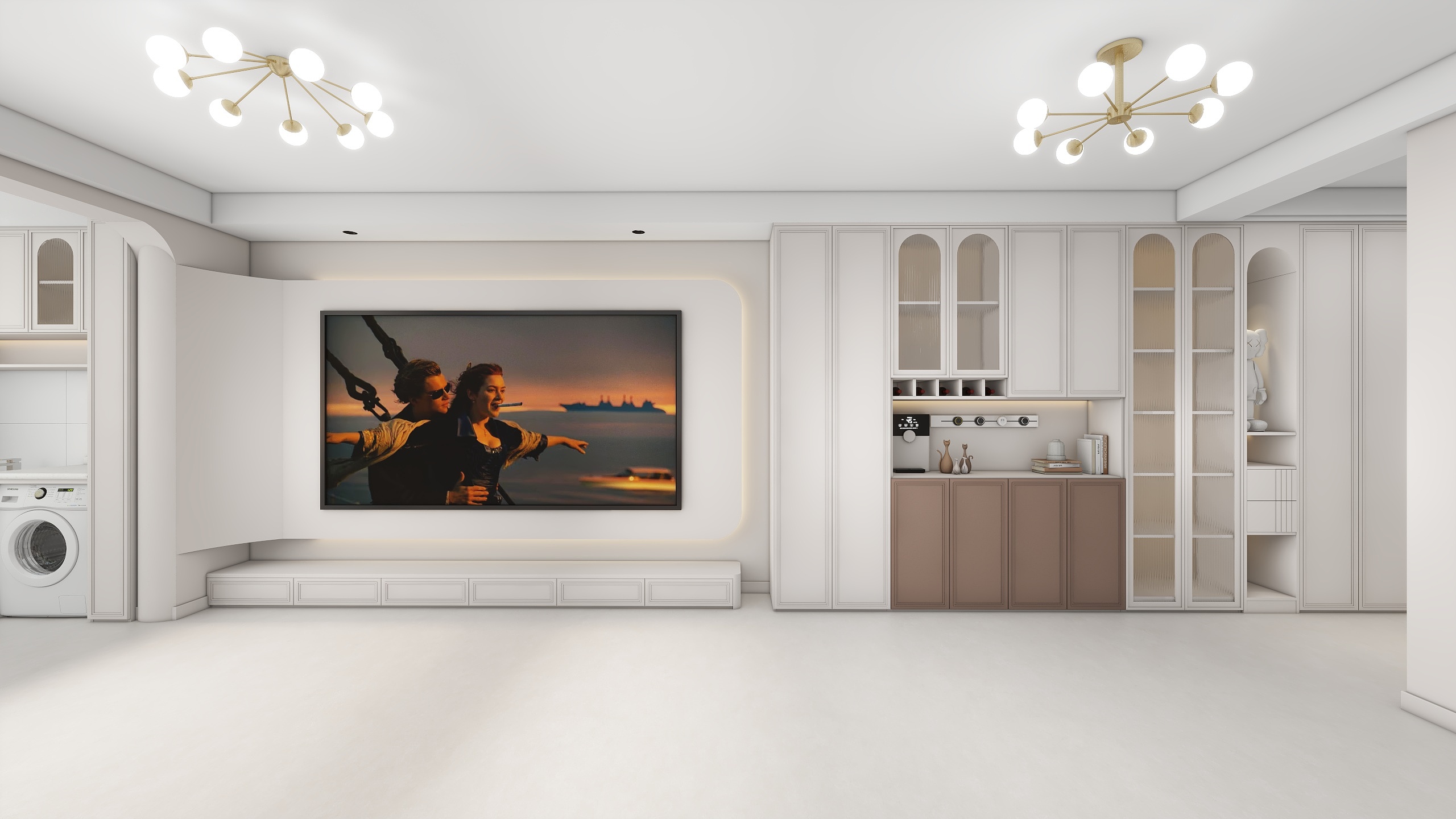 晴天效果图设计工作室-现代奶油风89平方3室-装修设计方案