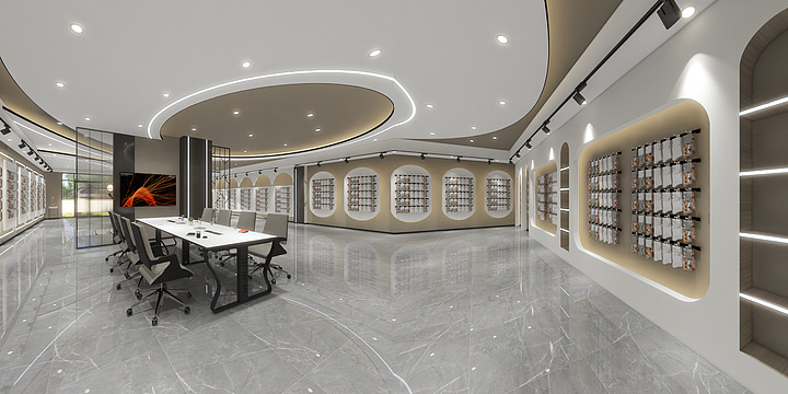 丨祥阁装饰刘洋丨-棉钰袜业展厅咖色-装修设计方案