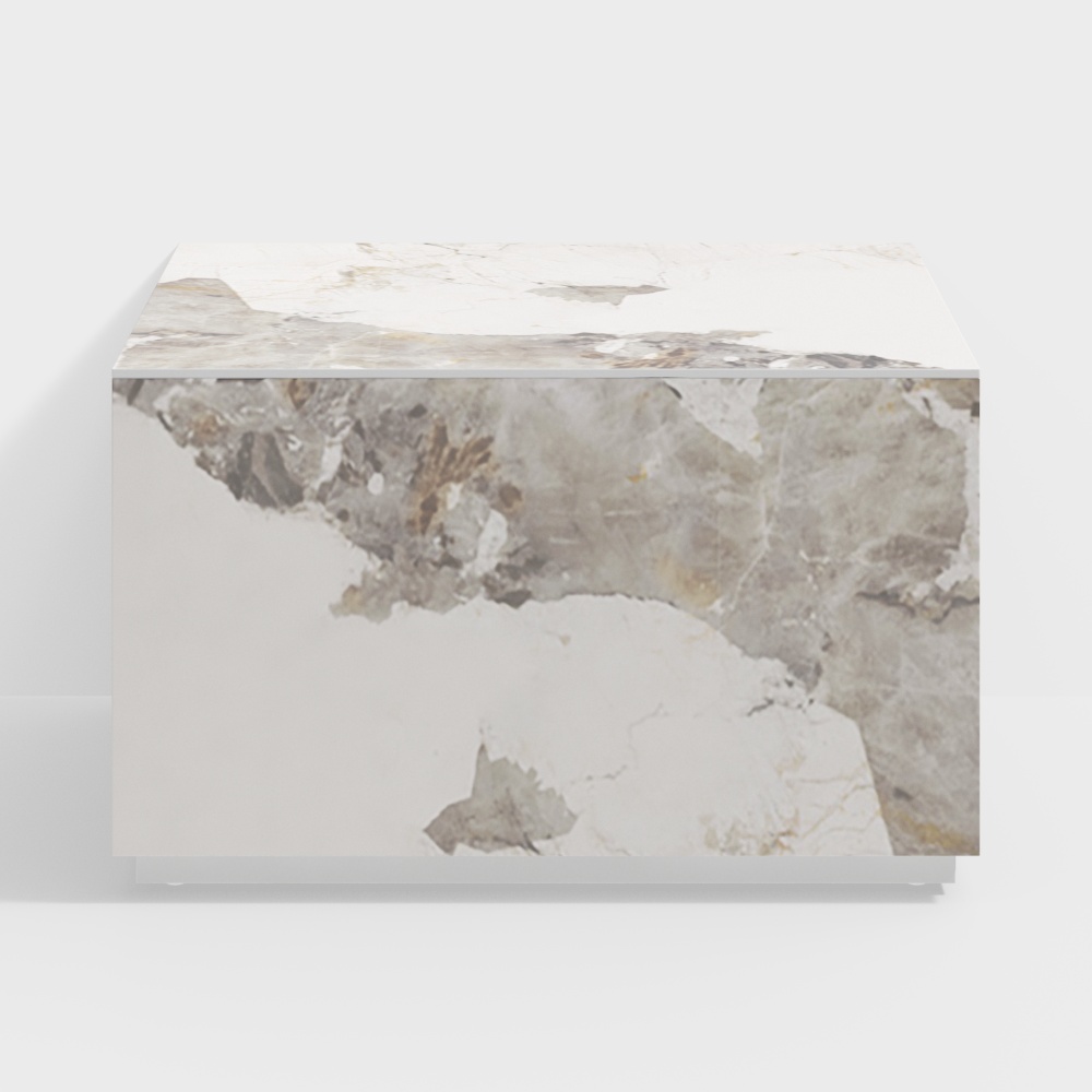 Mesita de noche moderna de piedra sinterizada blanca de 600 mmW, 1 cajón