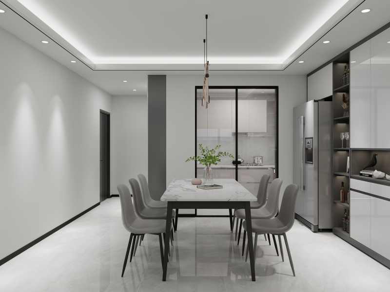 Modern Gray Dining Room with Elegant Simplicity