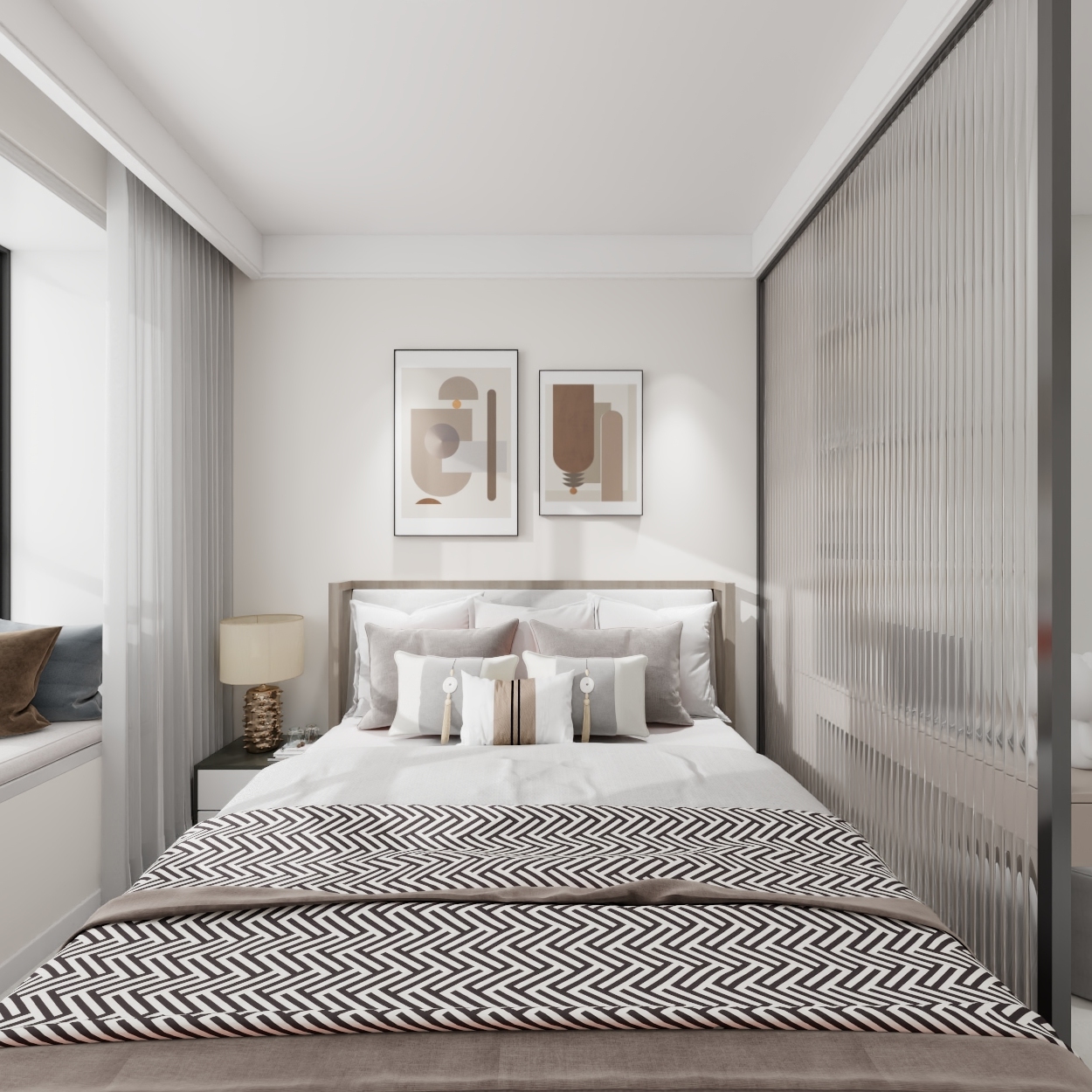 艺雅丽-90平奶油风一层主卧装修效果图第3张