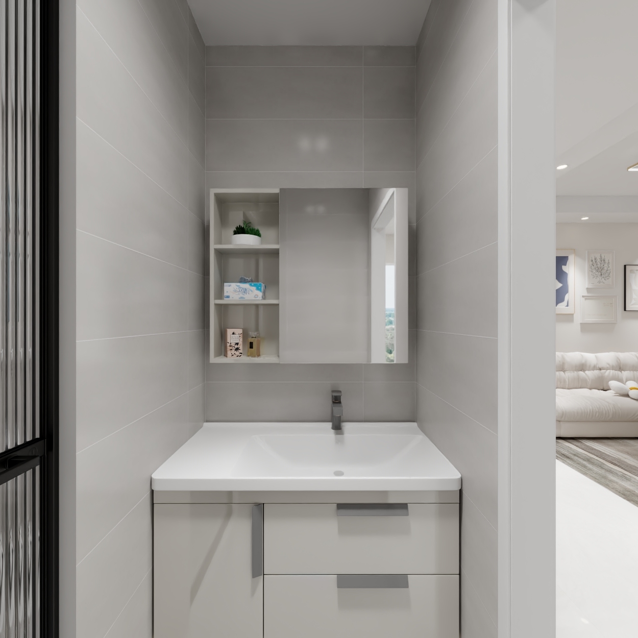 艺雅丽-90平奶油风一层卫生间装修效果图第3张