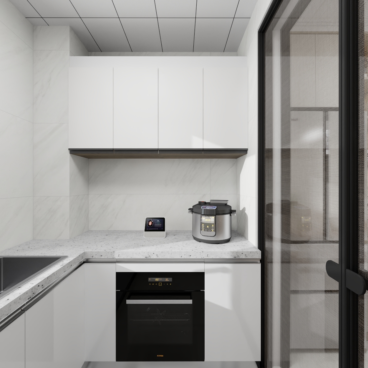 艺雅丽-90平奶油风一层厨房装修效果图第3张