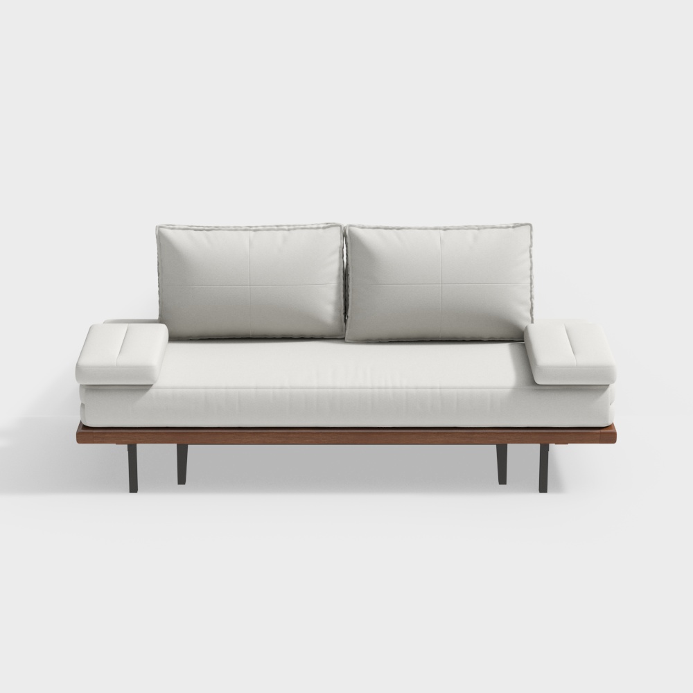 Mid Century Modern ausziehbares Schlafsofa Weiß Holz Sofa Bett Baumwolle & Leinen