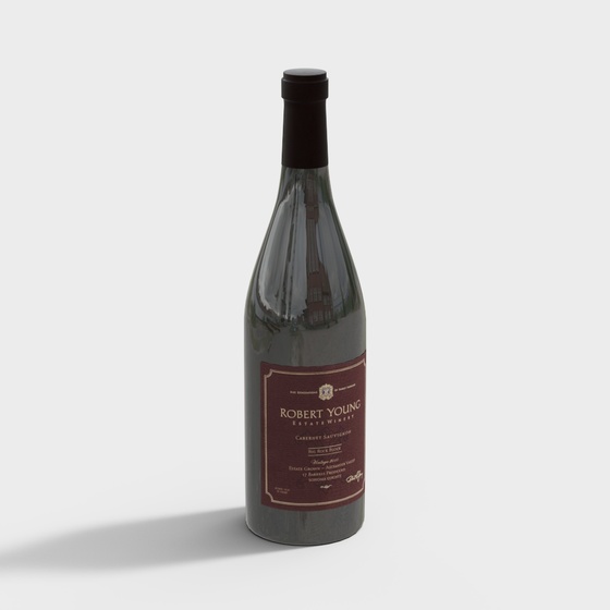 Modern Black Wine Bottle 3D Model