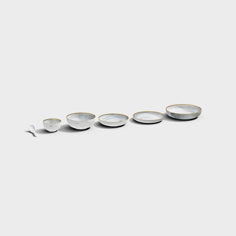 Modern Dinnerware Set of 18 White&Grey Ceramic Dinnerware Gold Rim