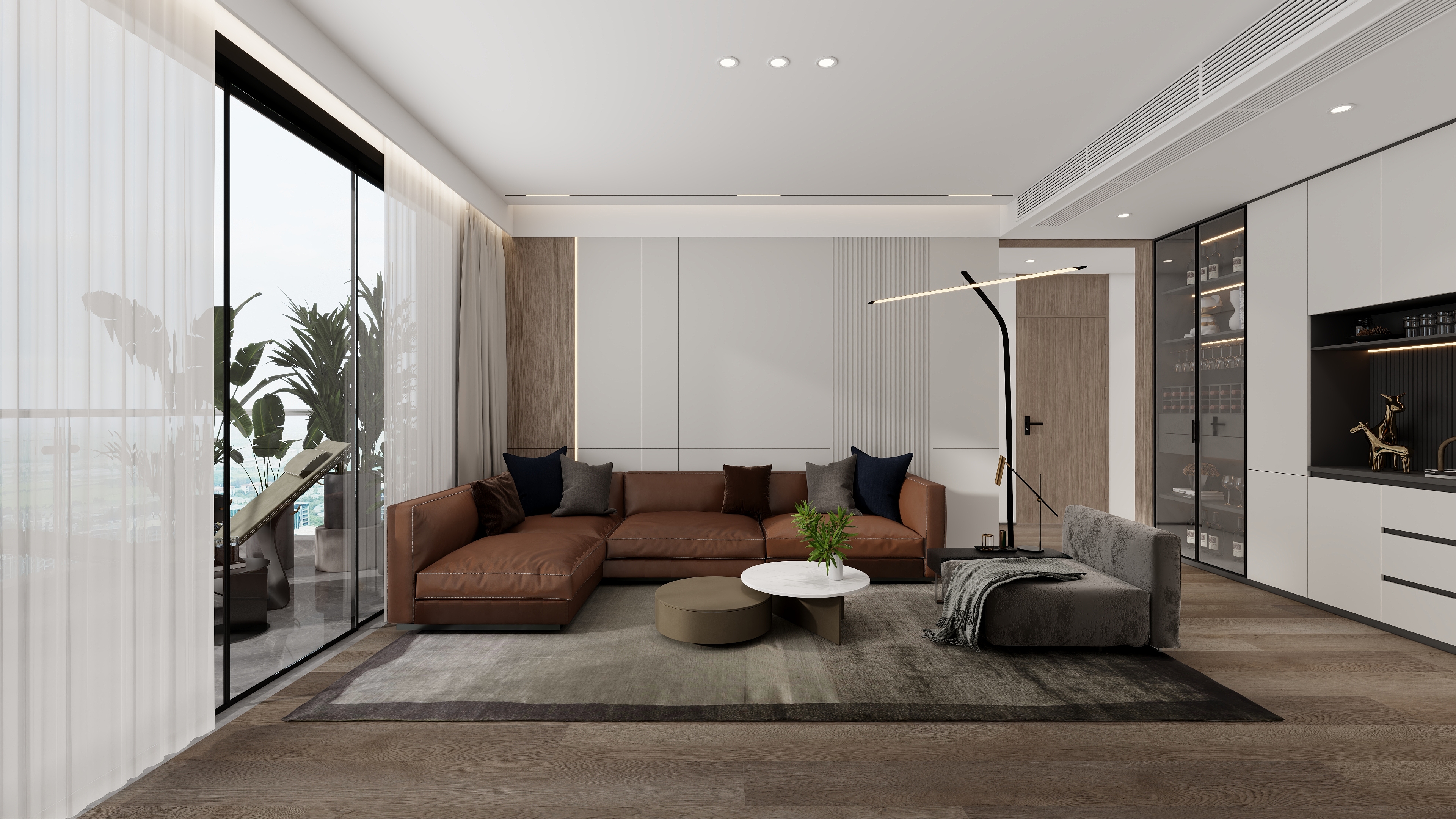 设计师丨胡月平-现代轻奢121㎡3室装修效果图