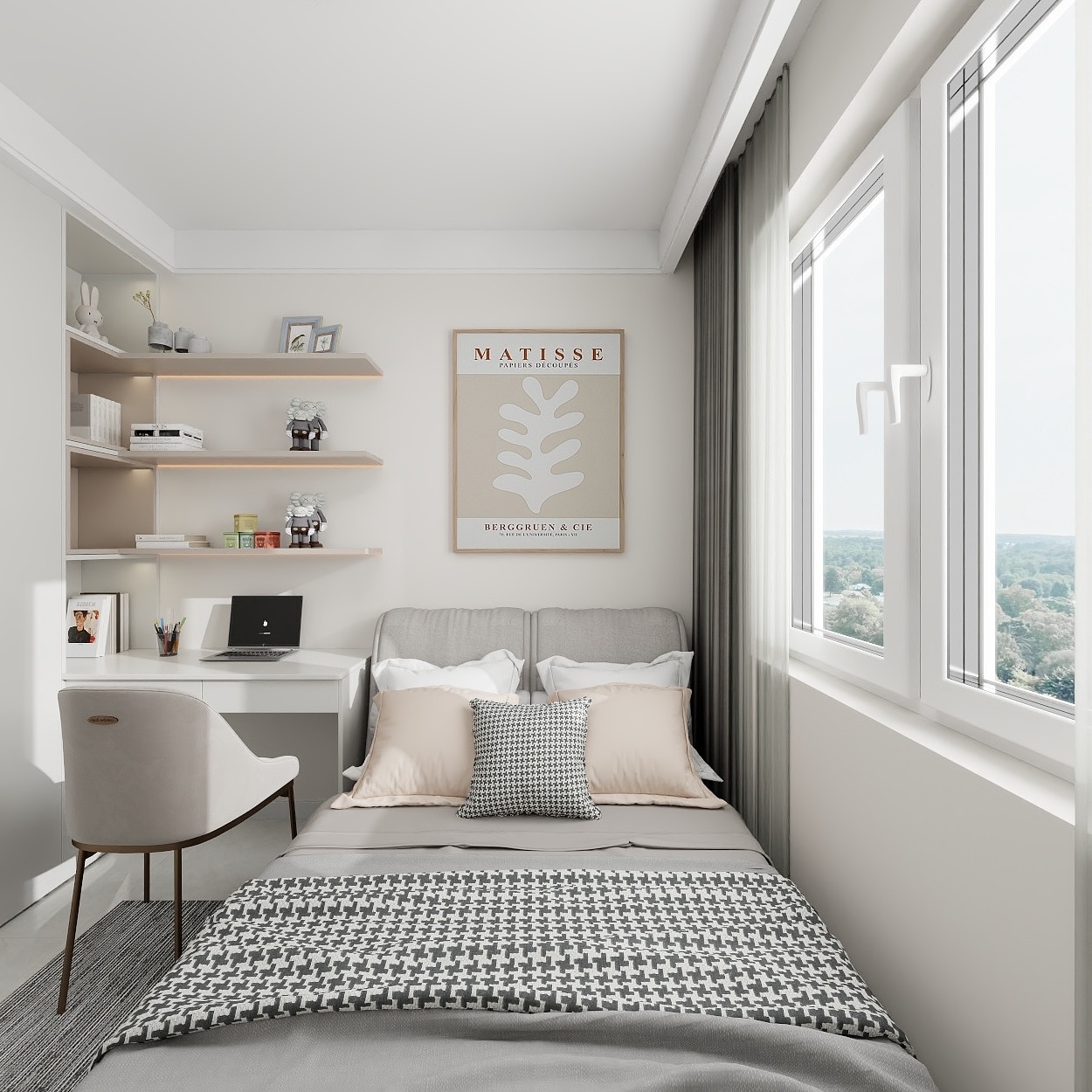 艺雅丽-90平奶油风一层次卧2装修效果图第3张