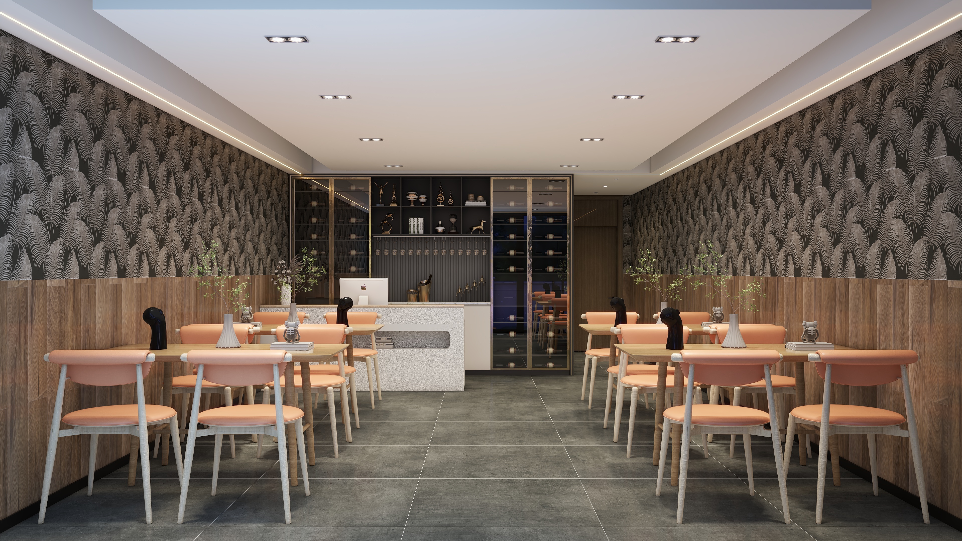 星空设计500一套-56㎡复古风烧烤店装修效果图