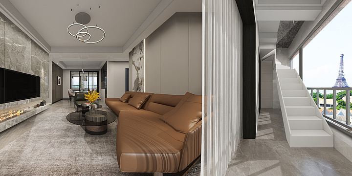 匠仁装饰-阳光珑府-后现代风格-装修设计方案