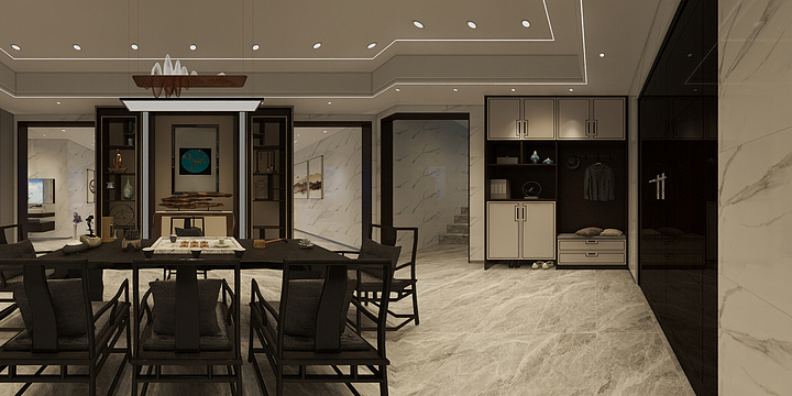 殷明|全案设计师-【新中式-别墅】卢姐家-装修设计方案