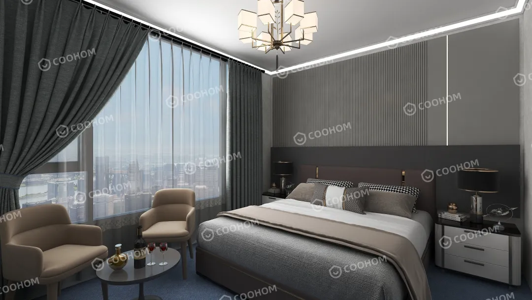 Sofia Hotel的装修设计方案:another design for a hotel, a double room 