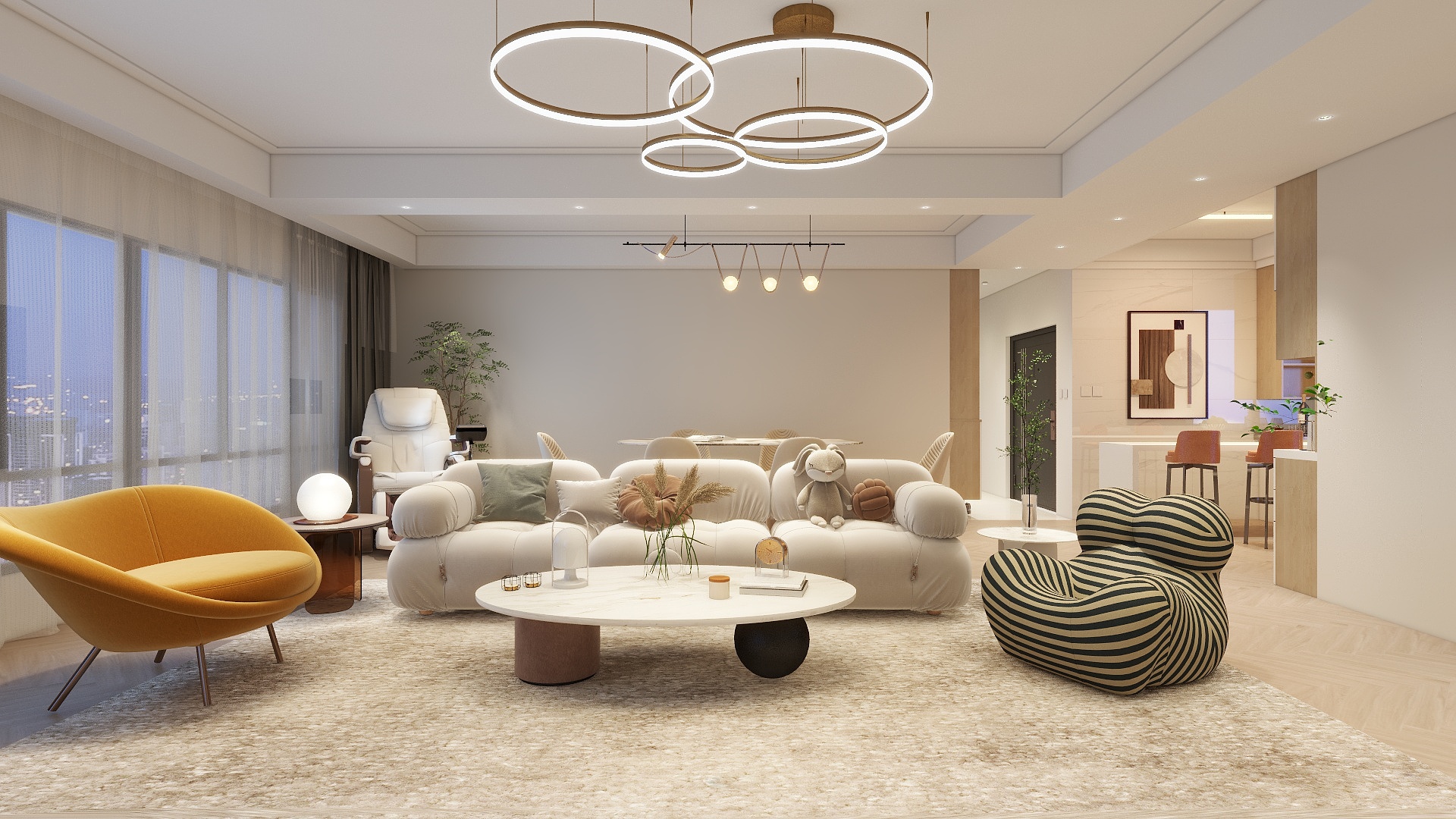 辽宁逸轩室内设计-碧桂园127㎡3室ins奶油风-装修设计方案