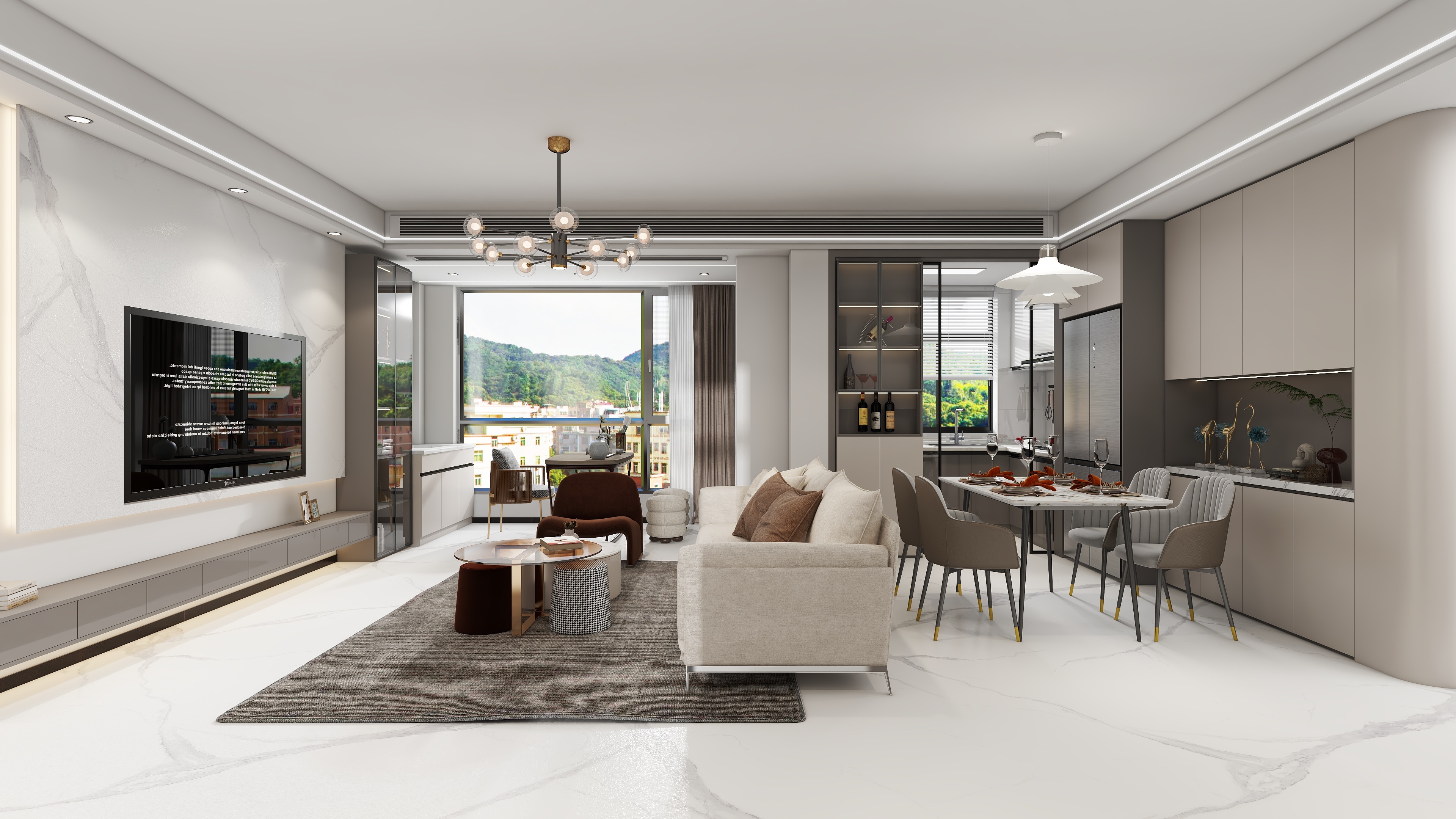 星空设计500一套-现代简约114㎡3室装修效果图