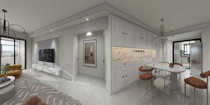 美丽家家居-阳光100四室两厅两卫法式奶油风-装修设计方案