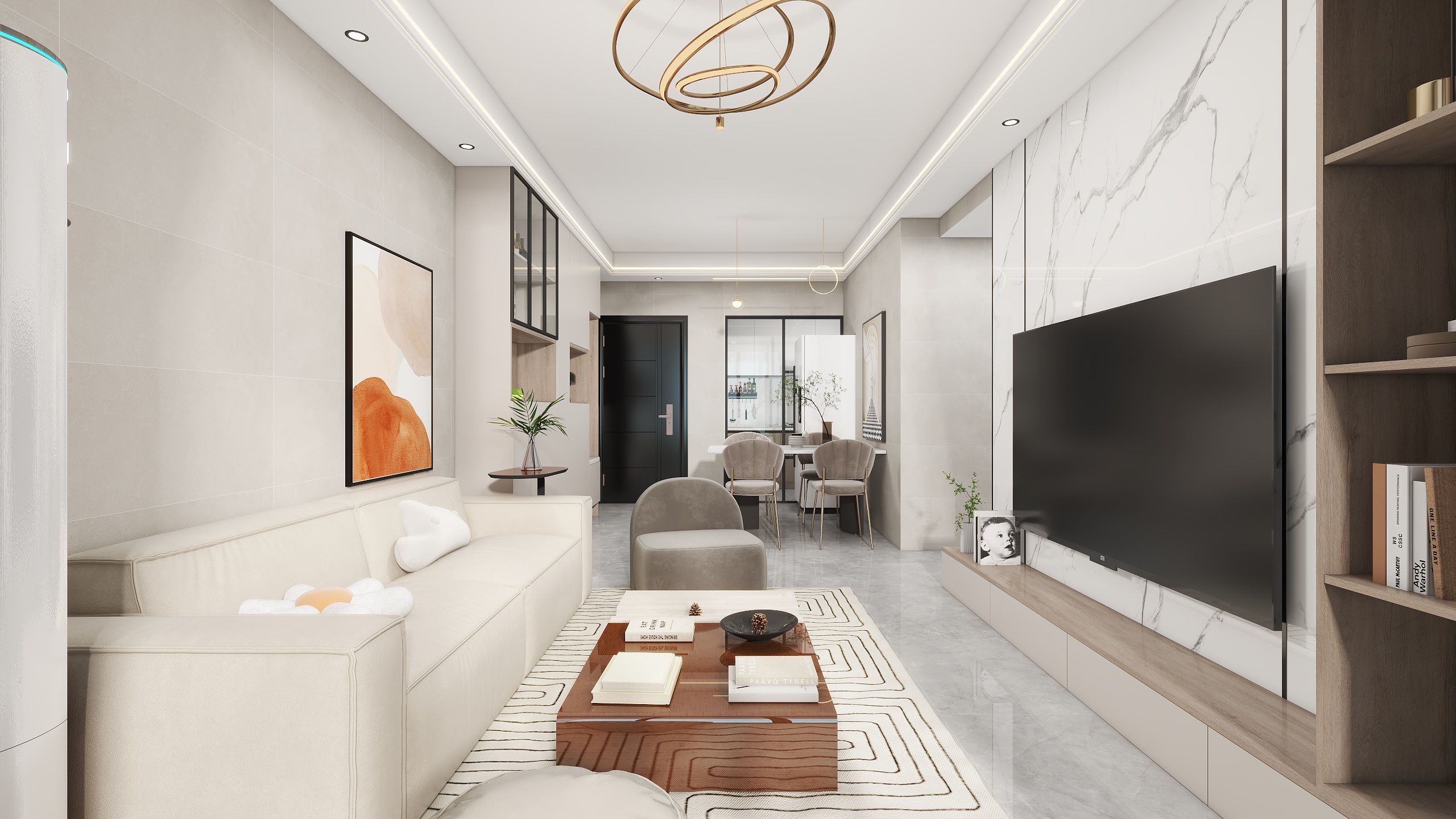 李青越-96方现代简约三居室装修效果图