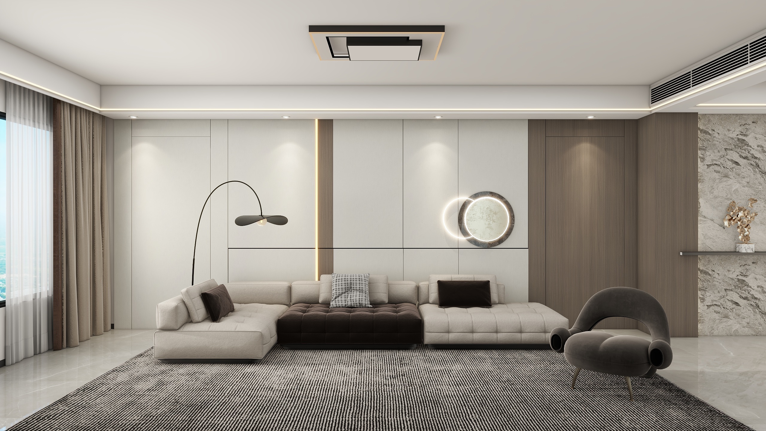 李青越-110平方现代轻奢三居室装修效果图