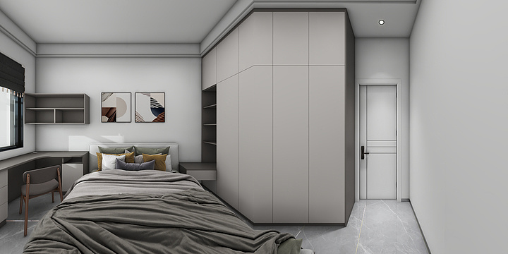 定制家具效果图设计-灰山港镇小学4楼-装修设计方案