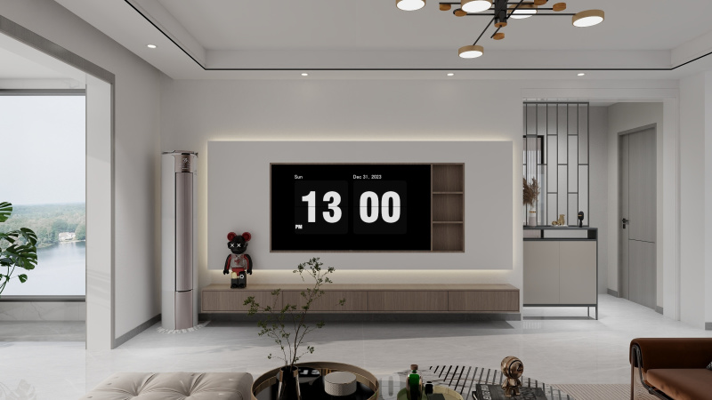 Modern White-Gray Living Room with Tech Touch