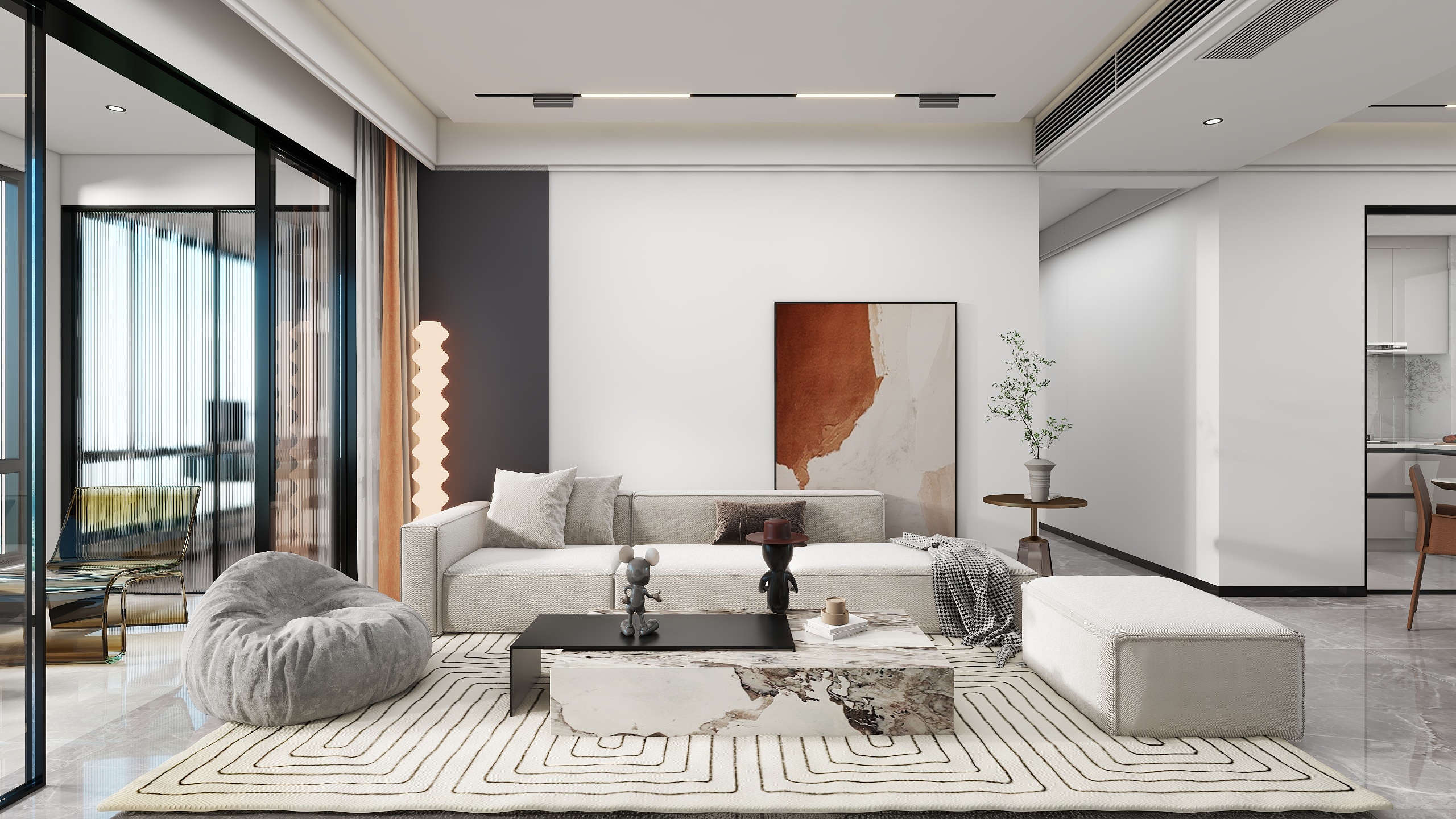 李青越-145方现代简约四居室装修效果图