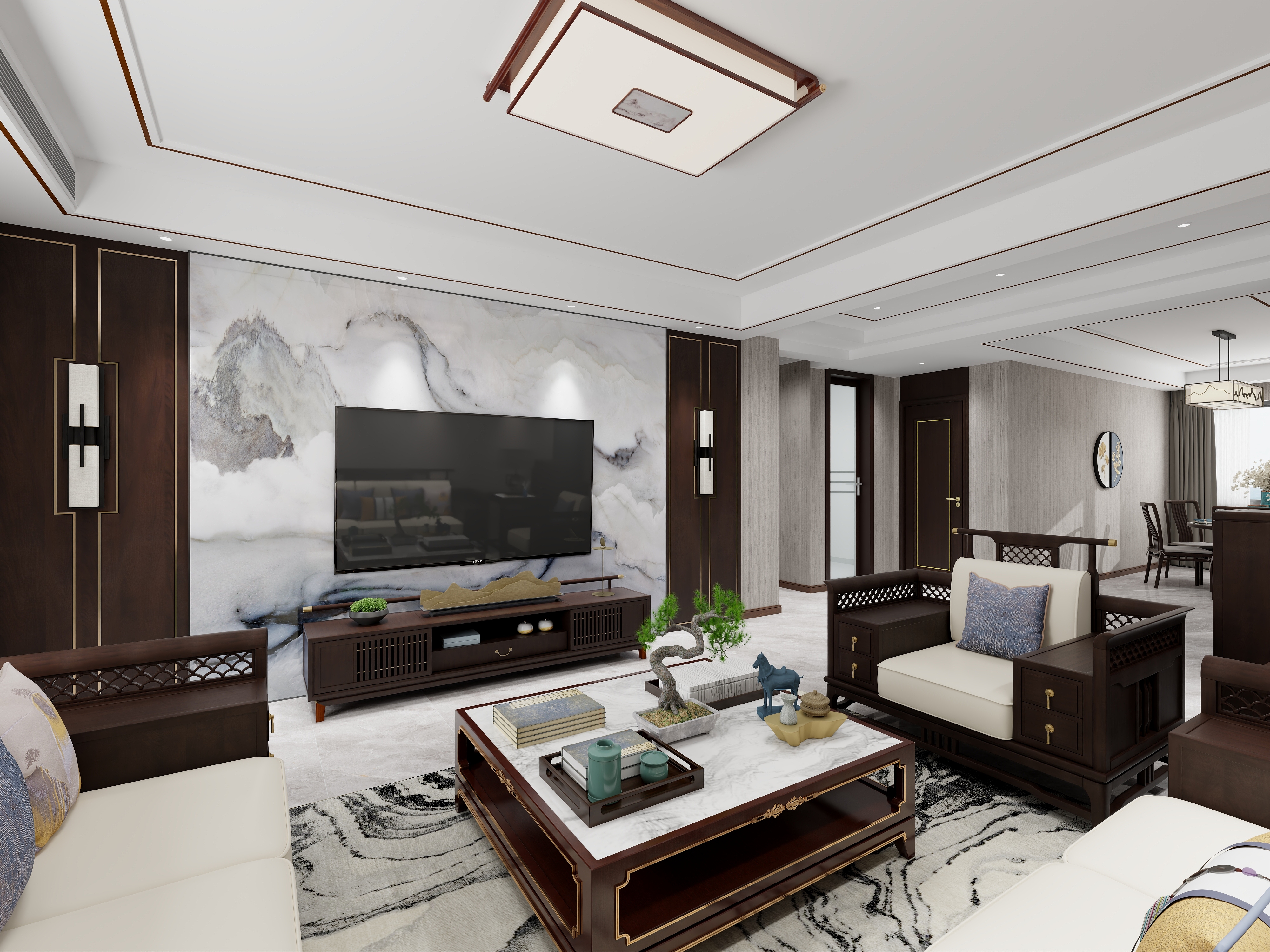 A梵高装饰设计装修-天府苑新中式143㎡3室-装修设计方案