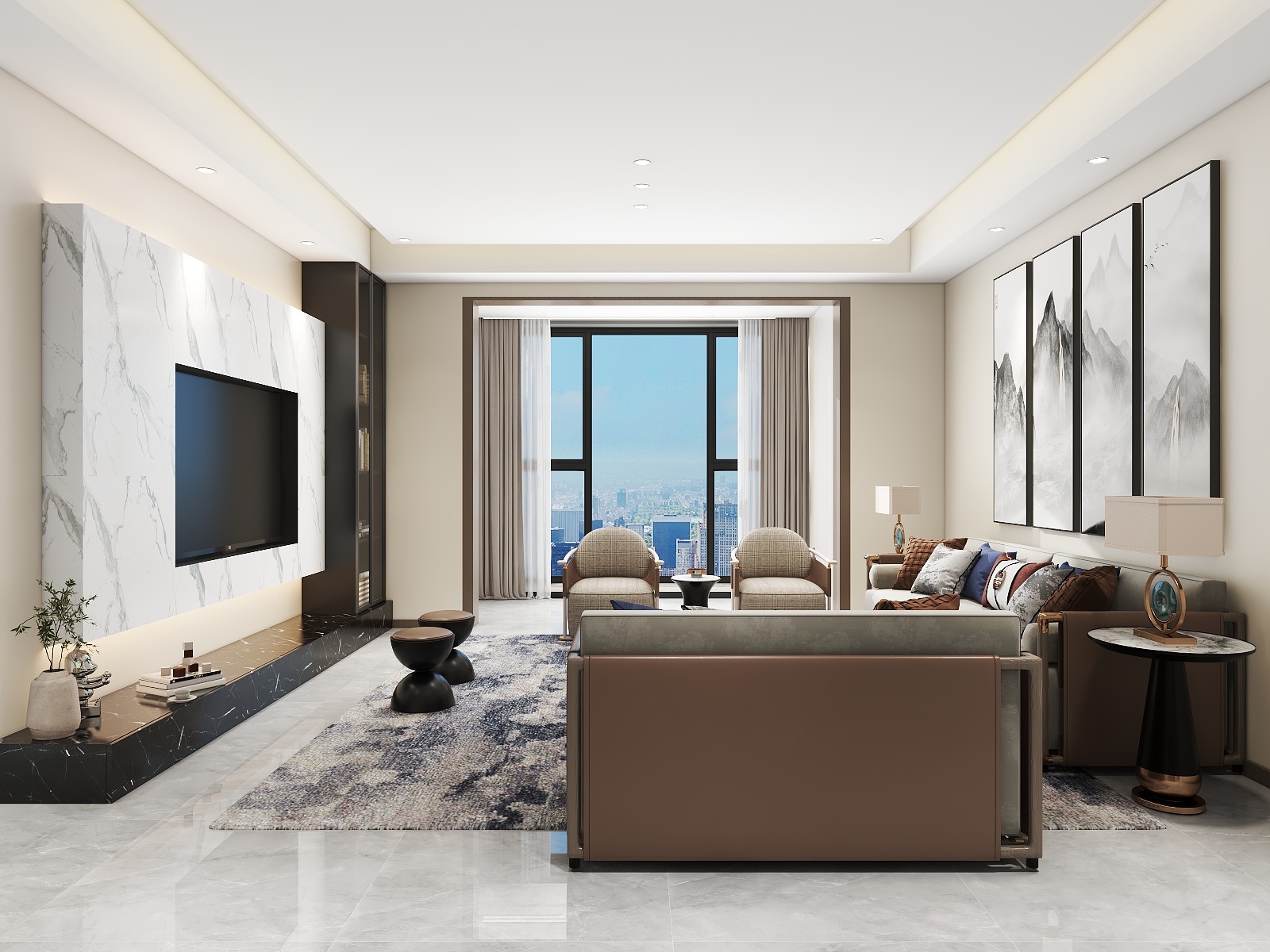 湛智华-新中式133平4房装修效果图