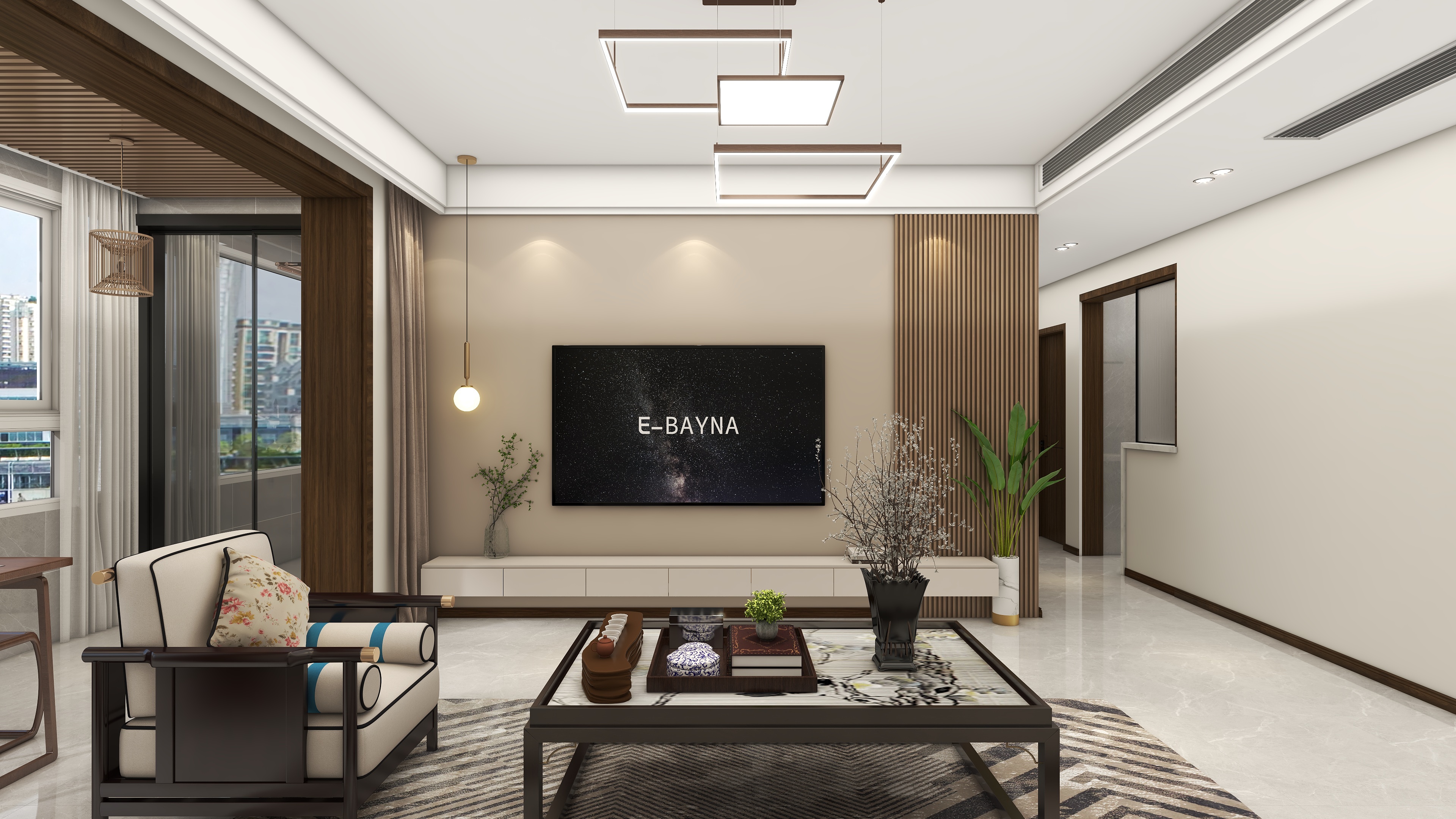 星空设计500一套-新中式114㎡4室装修效果图