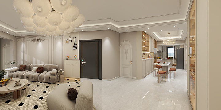 创客装饰设计公司-悦龙湾9-2-1101-法式奶油-装修设计方案