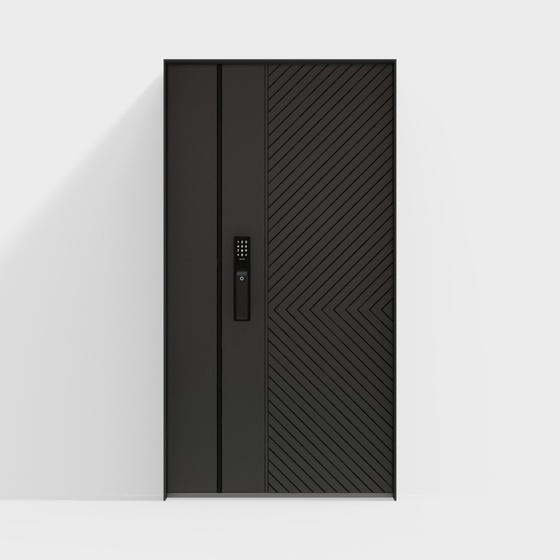 Black Modern Security Door 3D Model for Entryways