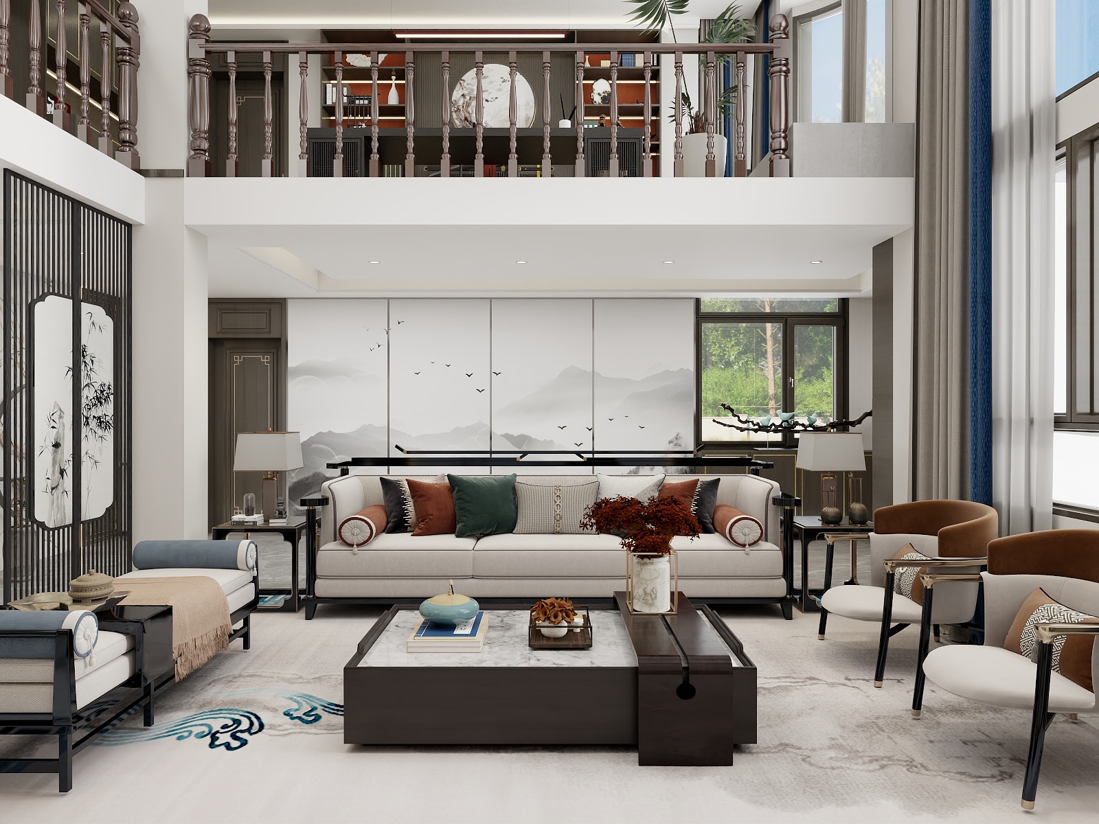 吴爽-新中式风格复试设计装修效果图